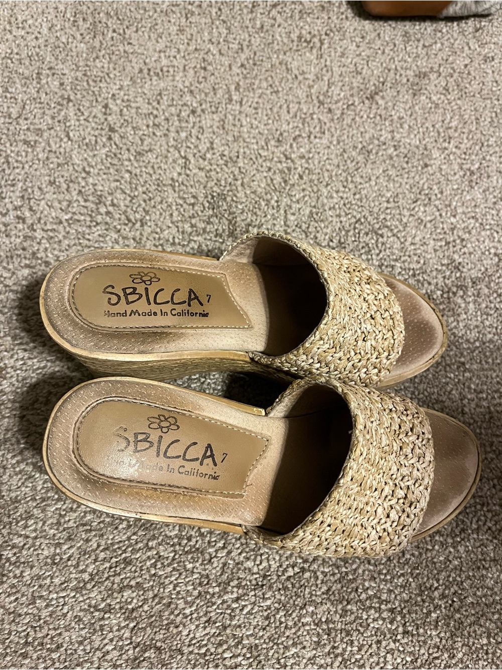 Sbicca Tan Woven Slide Mules - Picture 8 of 8